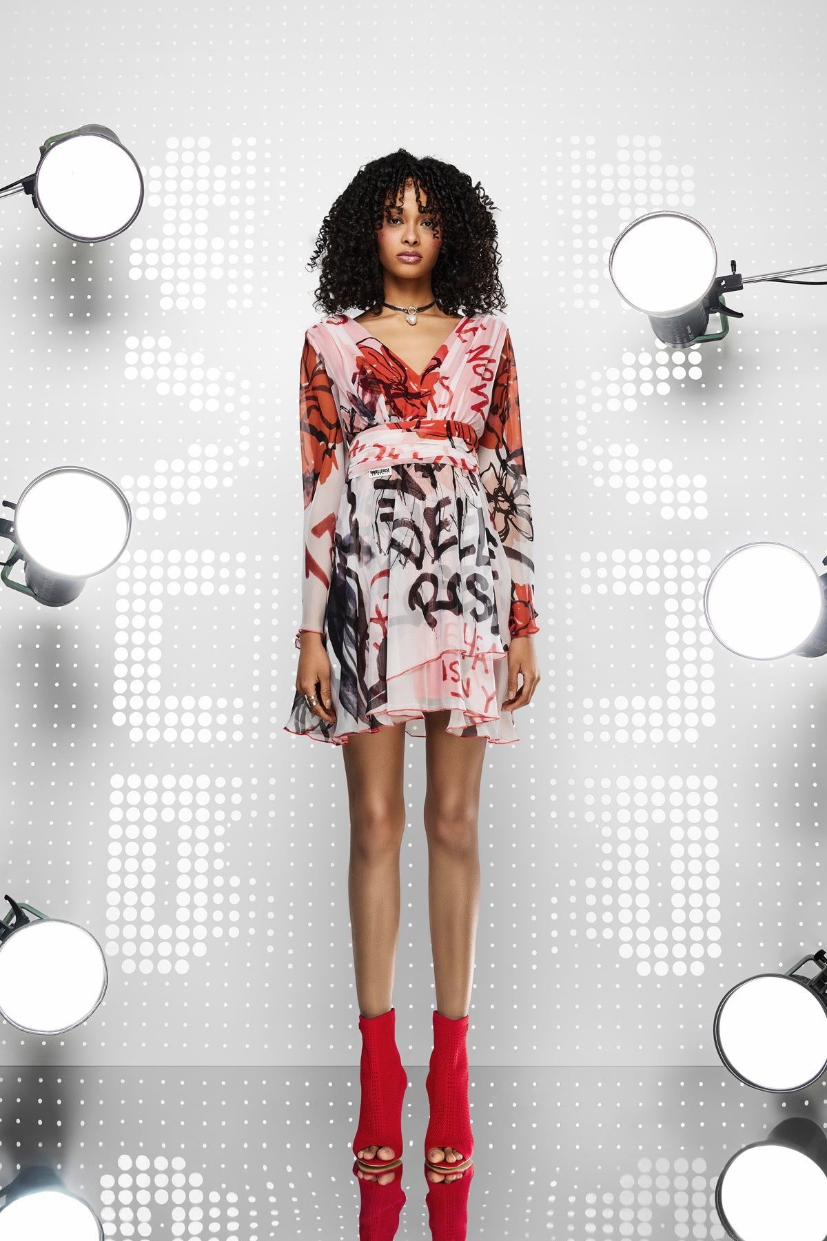 OFF WHITE/ROSSO DRESS 15360