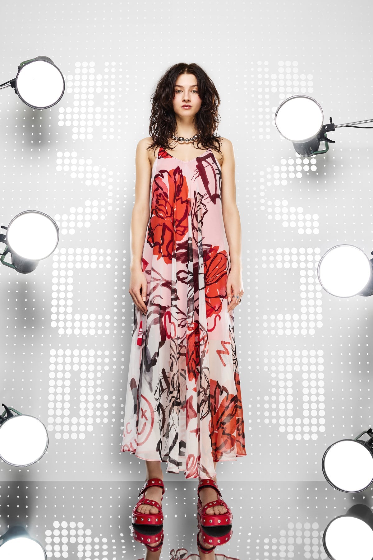 OFF WHITE/ROSSO DRESS 15361